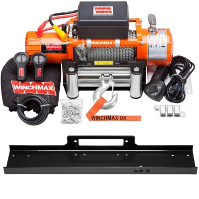 13,500lb 12V Winch. 26m x 9.5mm Steel Rope. Flat Bed Mounting Plate. 